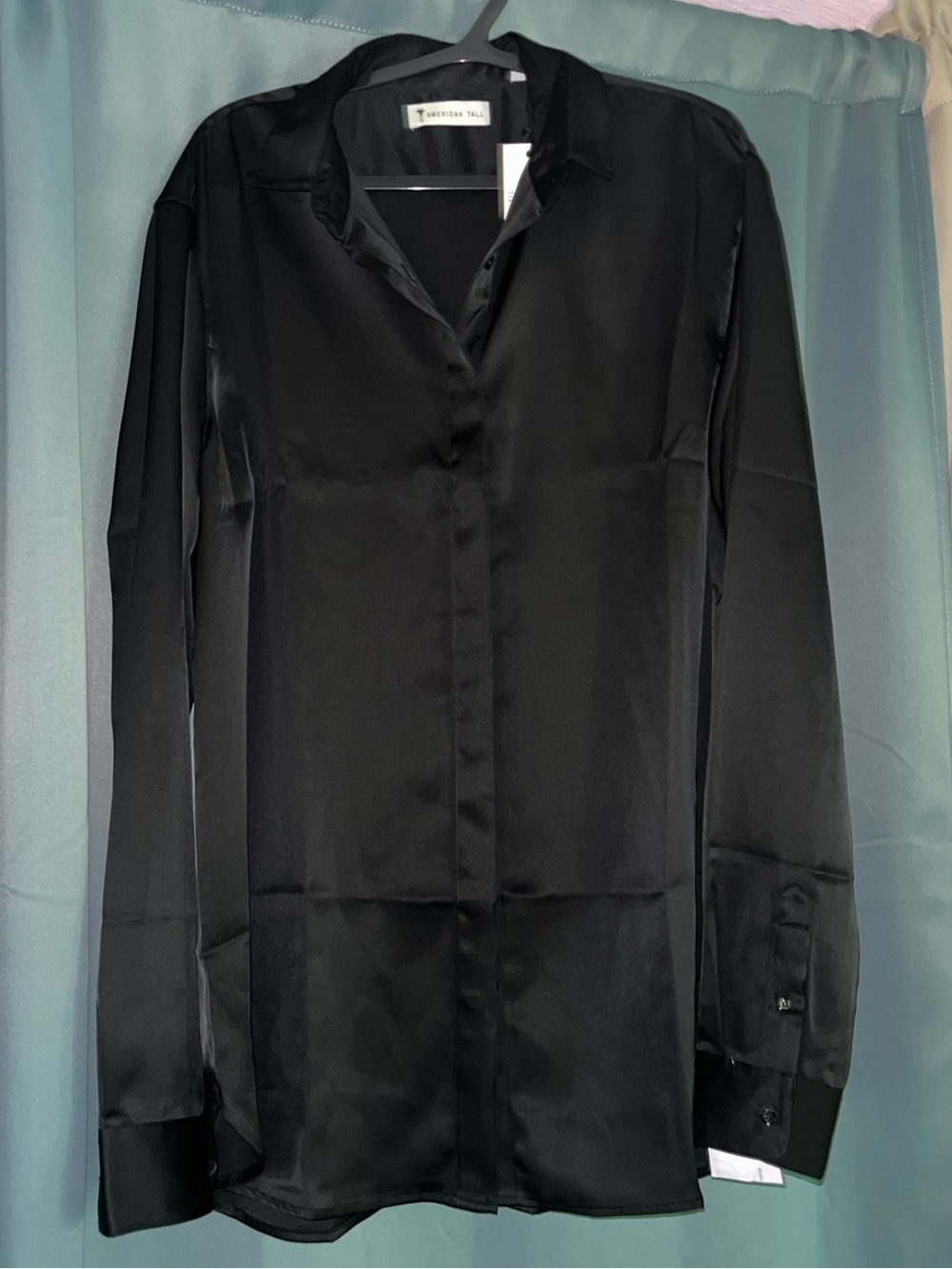 American Tall Silk Button-Up Blouse extra long - Picture 1 of 4
